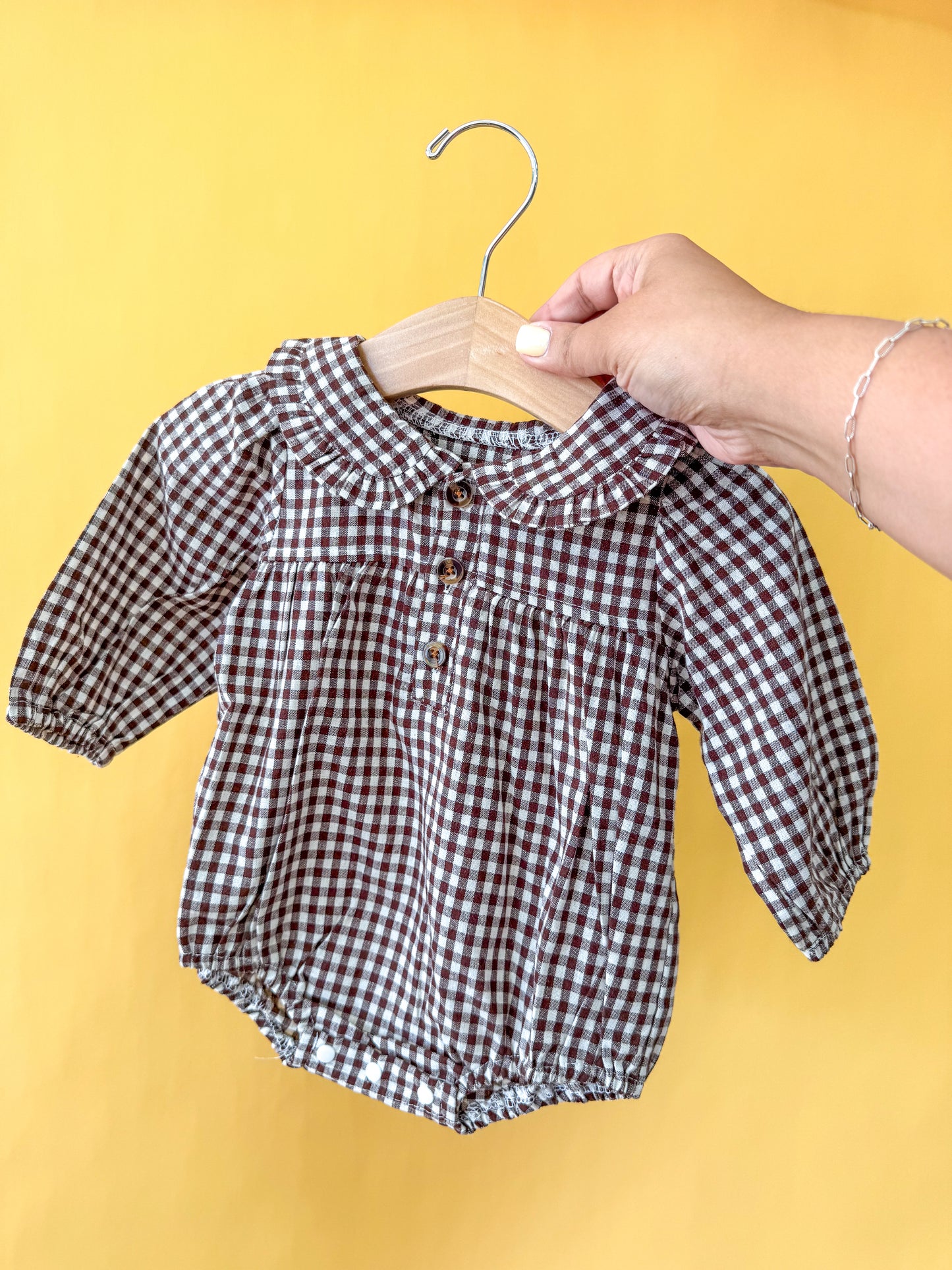 Chocolate Gingham Romper - PACK (0/3M, 3/6M, 6/12M, 12/18M)