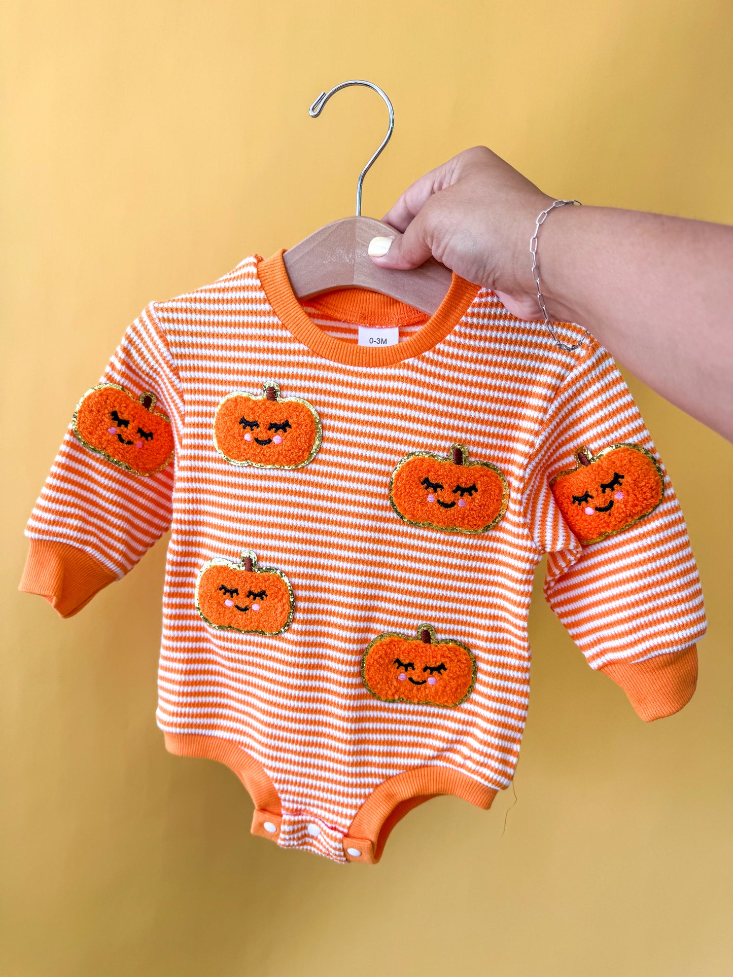 Stripe Embroidered Pumpkin Romper - PACK (0/3M, 3/6M, 6/12M, 12/18M)