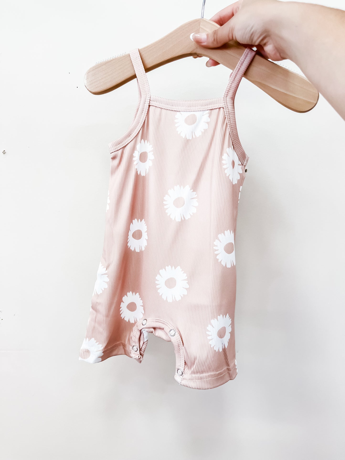 Ribbed Tan Floral Tank Jumpsuit - PACK (0/3M, 3/6M, 6/12M, 12/18M, 18/24M)