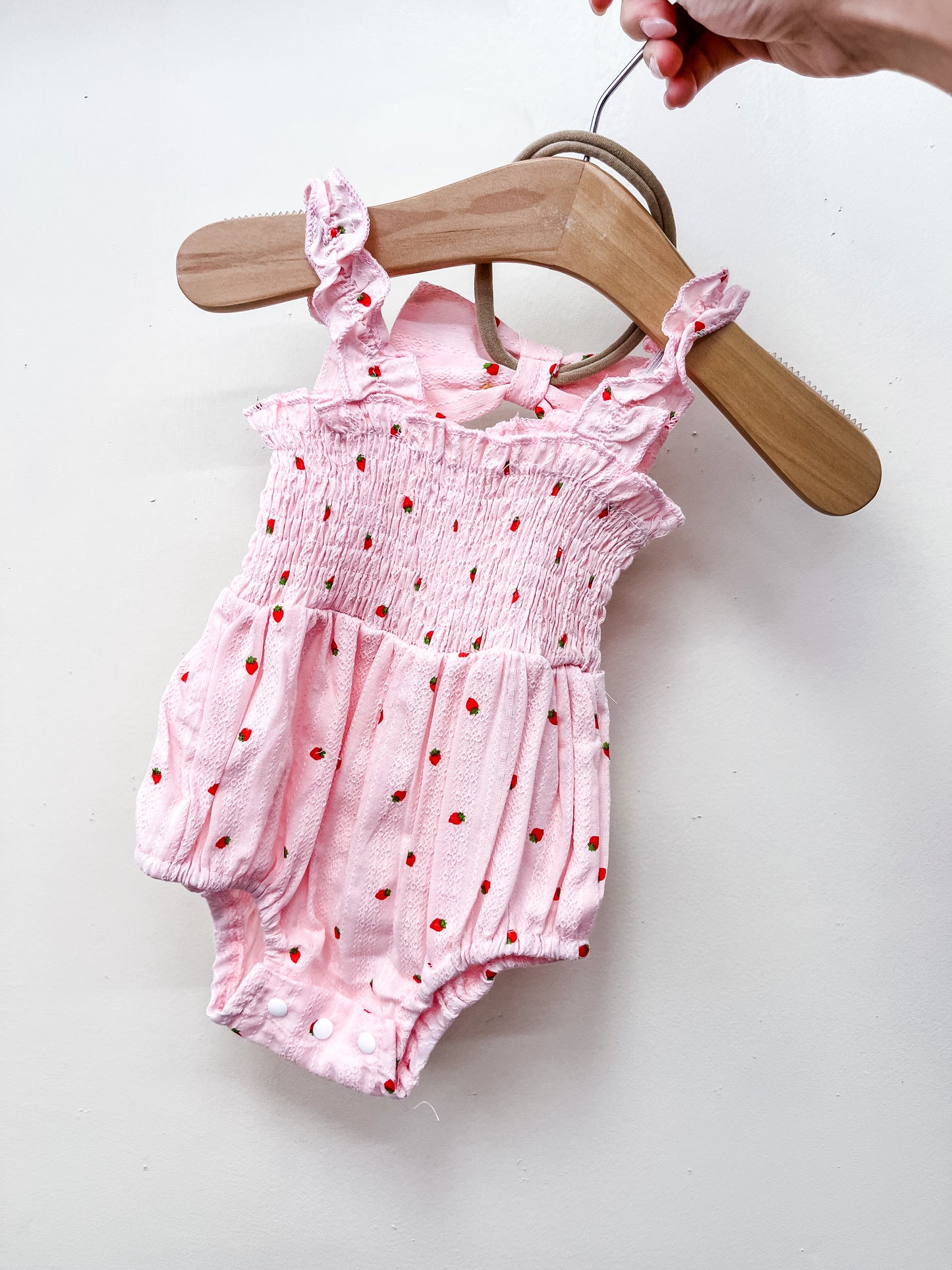 Strawberry Smocked Pink Romper - PACK (0/3M, 3/6M, 6/12M, 12/18M)