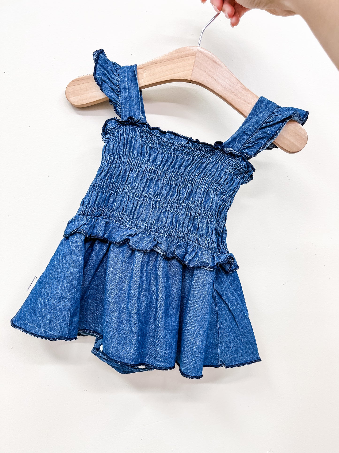 Denim Ruffle Romper - PACK (0/3M, 3/6M, 6/12M, 12/18M)