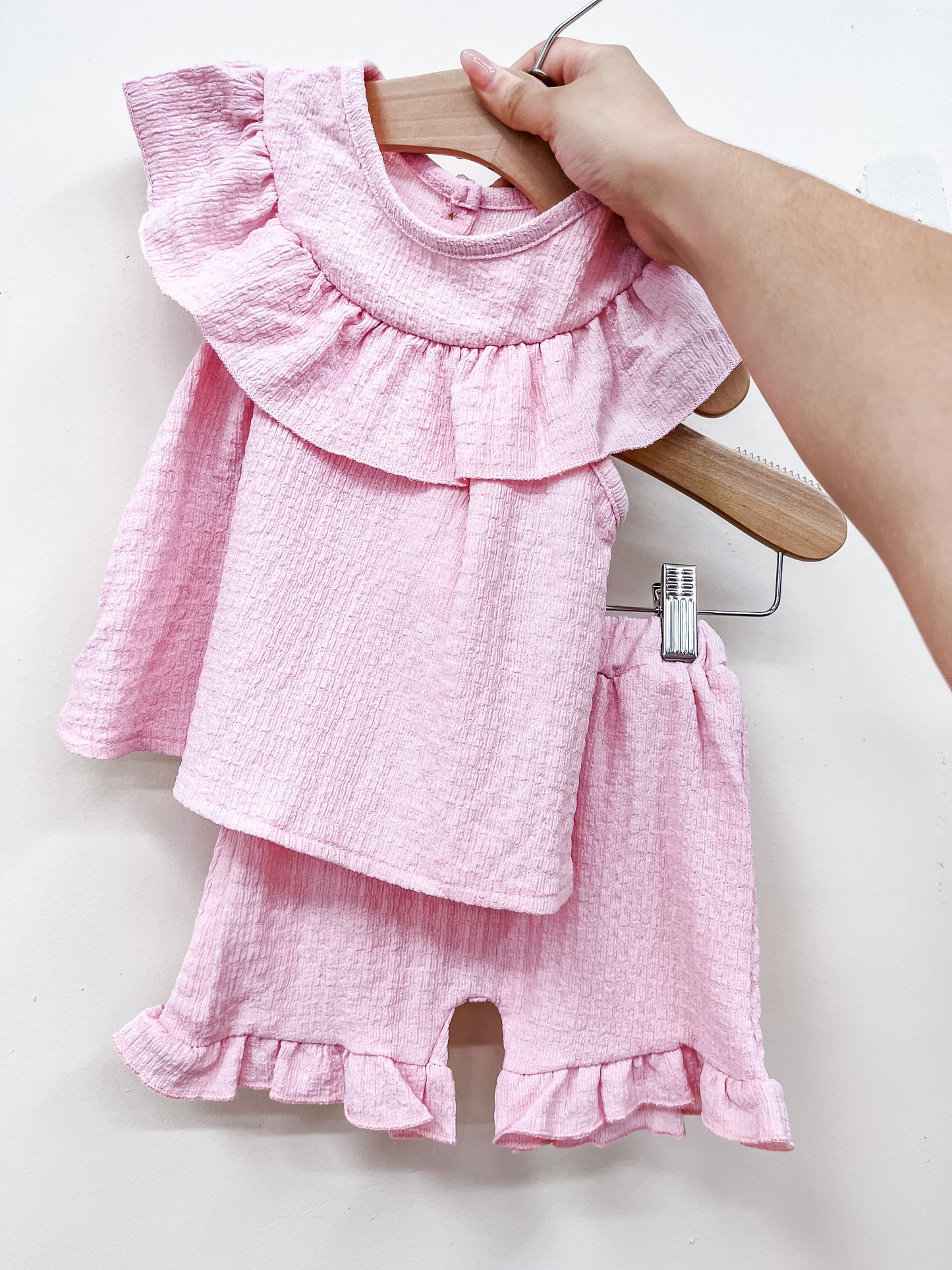 Pink Solid Ruffle Set - PACK (6/12M, 12/18M, 18/24M, 2/3T)