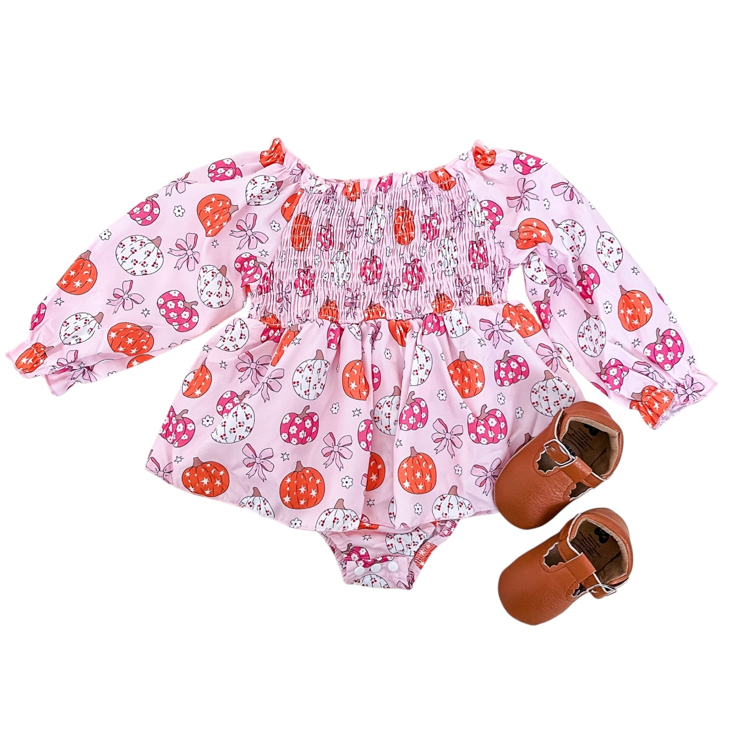 Pink Pumpkin Scrunch Romper - PACK (0/3M, 3/6M, 6/12M, 12/18M)