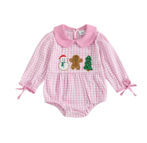 Festive Gingam Collared Romper