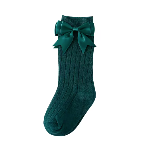 Ribbed Bow High Socks