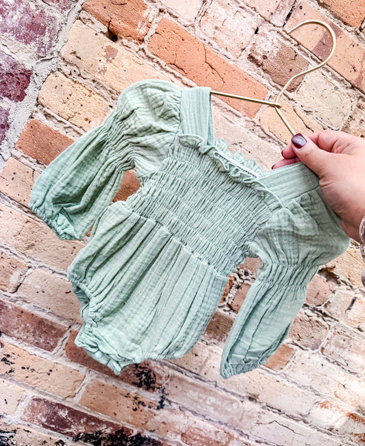 Sage Linen Romper - PACK (0/3M, 3/6M, 6/12M, 12/18M)