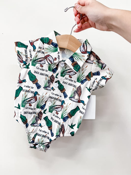 Duck Hunting Collared Romper - PACK (0/3M, 3/6M, 6/12M, 12/18/M)