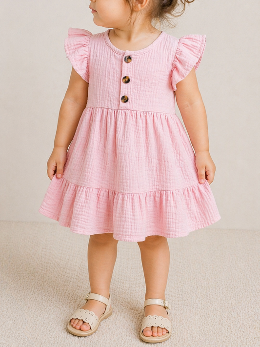 Linen Pink Dress - PACK (12/18M, 18/24M, 2/3T, 3/4T)