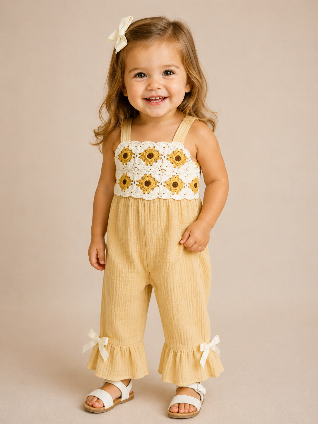 Sunflower Crochet Jumpsuit - PACK (12/18M, 18/24M, 2/3T, 3/4T)