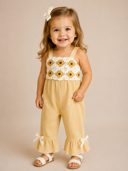 Sunflower Crochet Jumpsuit - PACK (12/18M, 18/24M, 2/3T, 3/4T)