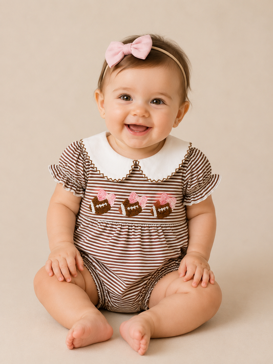 Stripe Coquette Football Romper - PACK (0/3M, 3/6M, 6/12M, 12/18M)