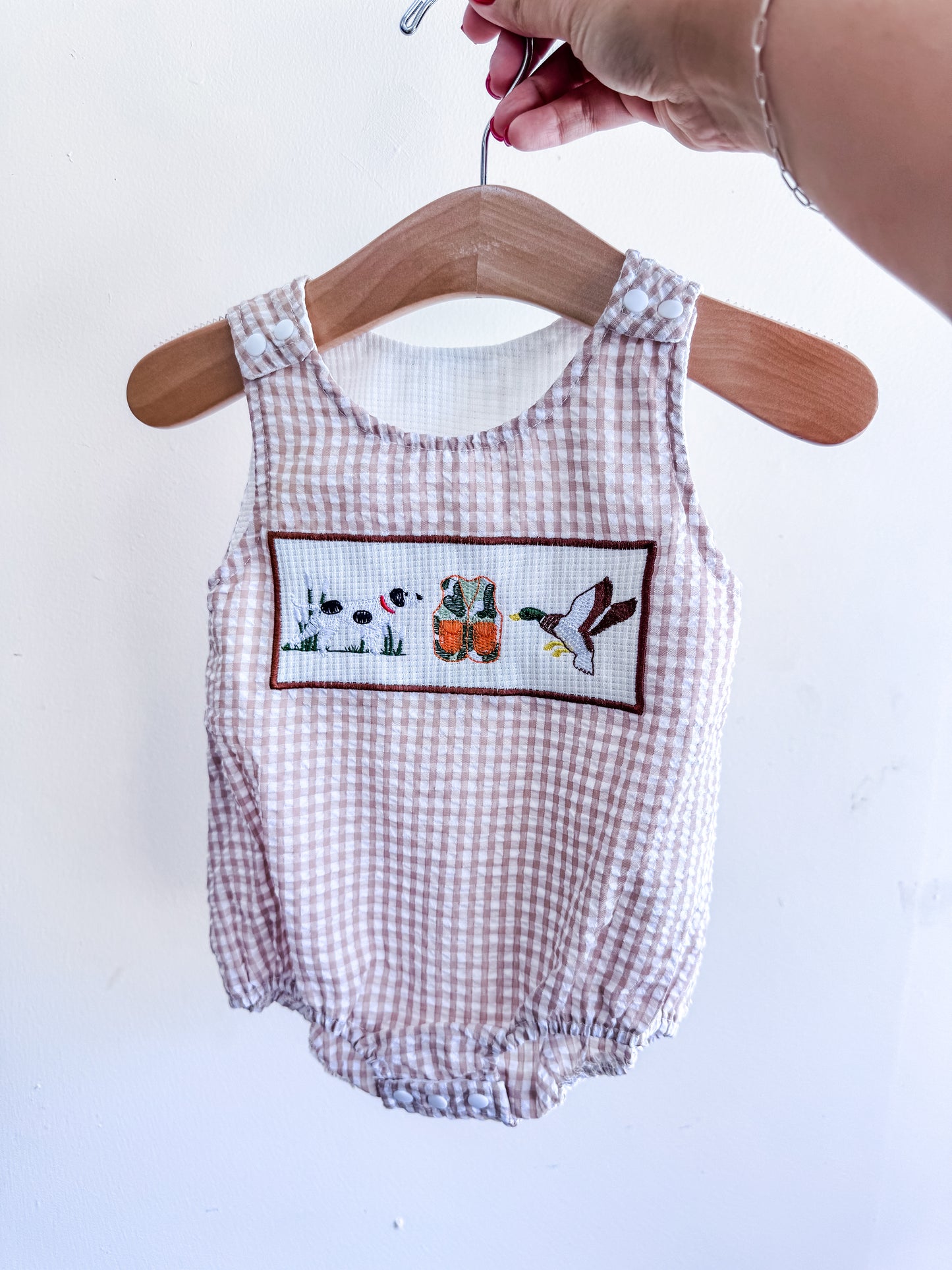 Duck Gingham Brown Romper - PACK (0/3M, 3/6M, 6/12M, 12/18M)