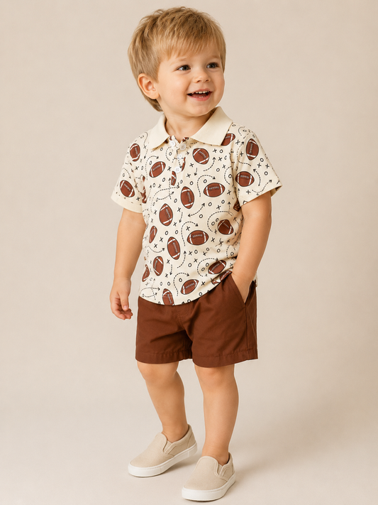 Little Quarterback Collared Set - PACK (12/18M, 18/24M, 2/3T, 3/4T)
