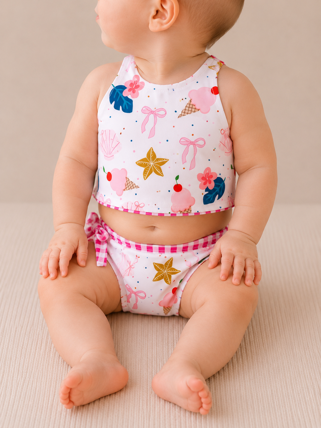 Ice Cream Gingham Reversible Swimsuit - PACK (18/24M, 2/3T, 3/4T, 4/5T)