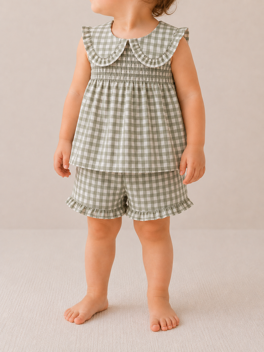 Gingham Scrunch Two Piece Set