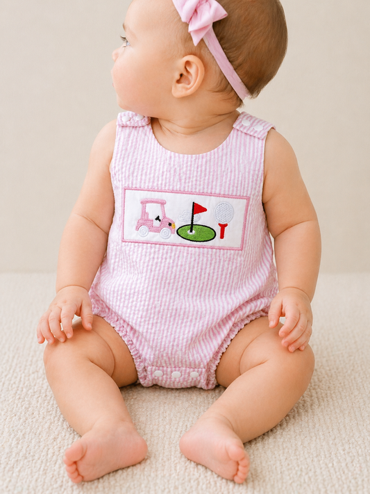 Stripe Embroidered Golf Romper - PACK (12/18M, 18/24M, 2/3T, 3/4T)