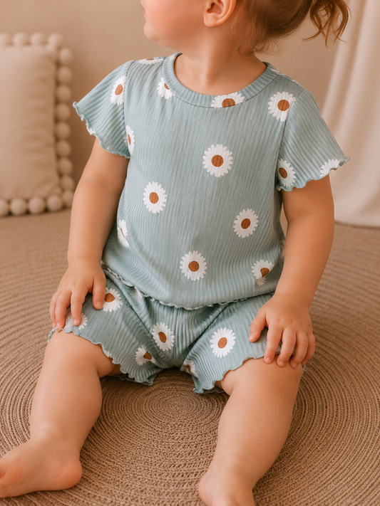 Sage Floral Shorts Set - PACK (6/12M, 12/18M, 18/24M, 3/4T)