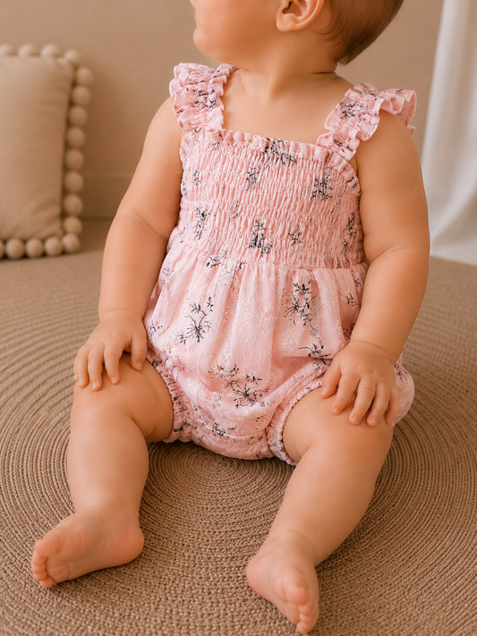 Lace Pale Pink Scrunch Romper - PACK (0/3M, 3/6M, 6/12M, 12/18M)