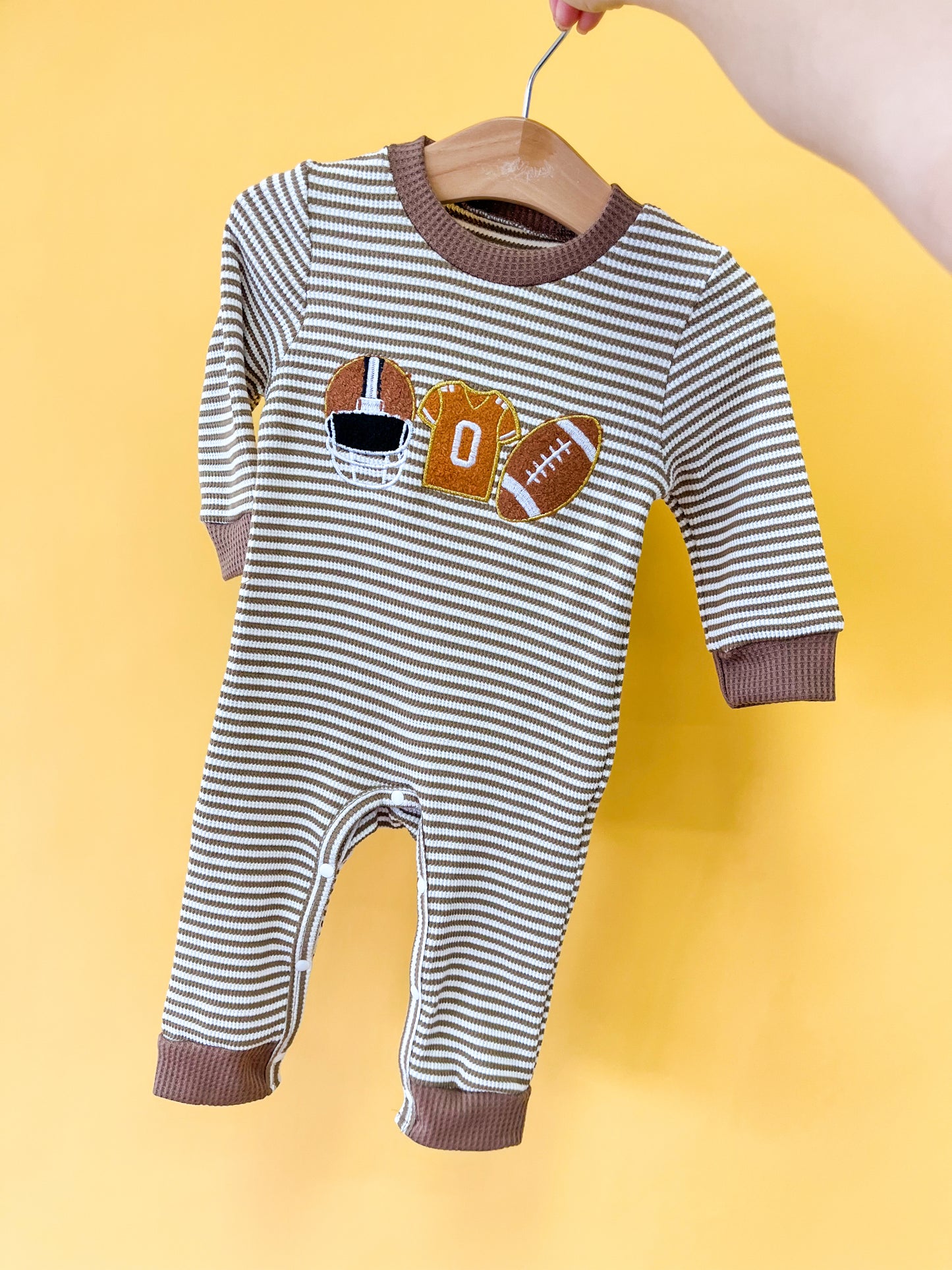Stripe Cozy Football Jumpsuit - PACK (0/3M, 3/6M, 6/12M, 12/18M)