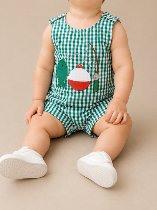 Green Gingham Fish Jumpsuit - PACK (0/3M, 3/6M, 6/12M, 12/18M)