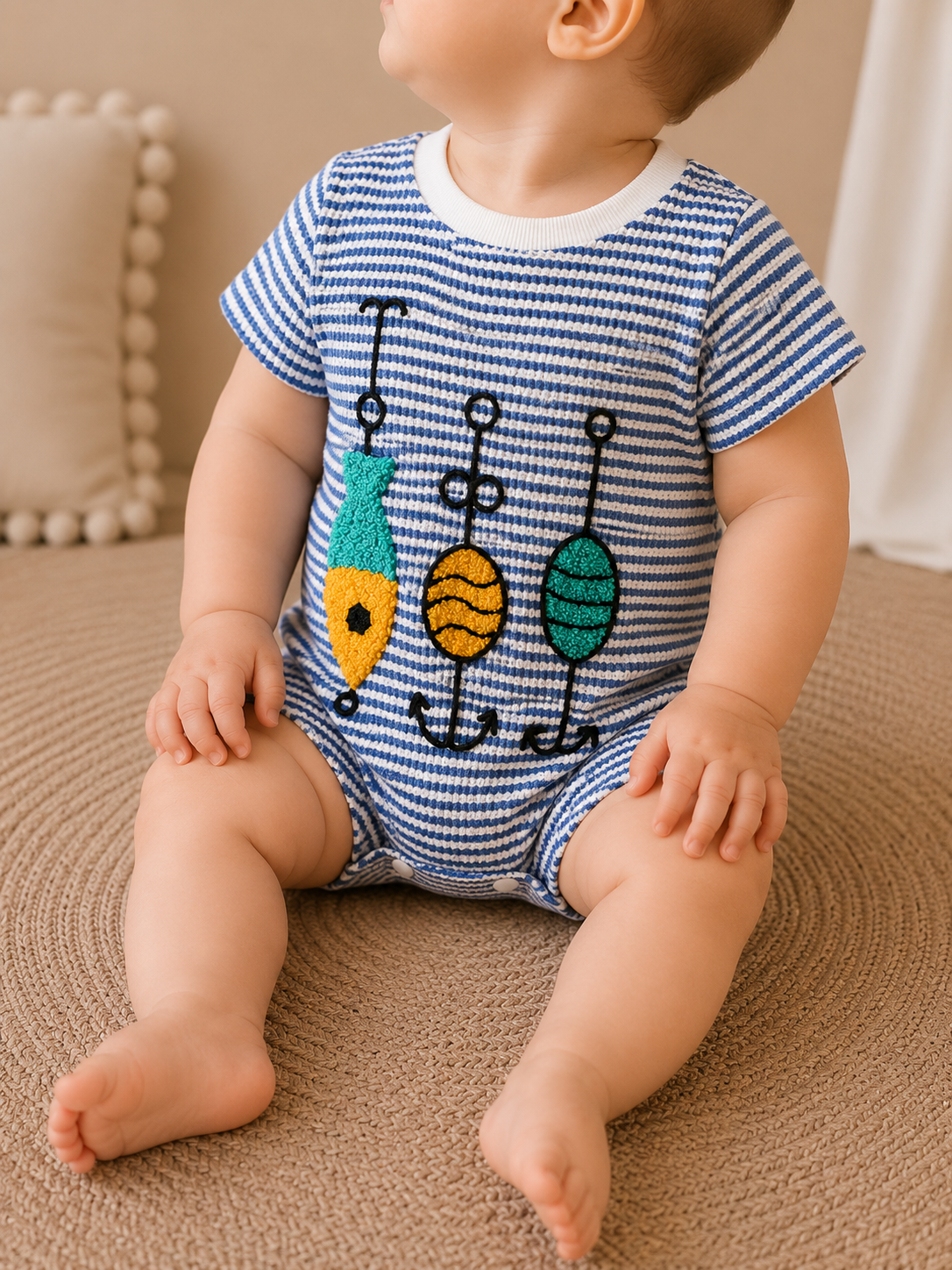 Fish Blue Stripe Bubble - PACK (0/3M, 3/6M, 6/12M, 12/18M)