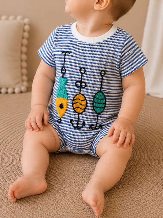 Fish Blue Stripe Bubble - PACK (0/3M, 3/6M, 6/12M, 12/18M)