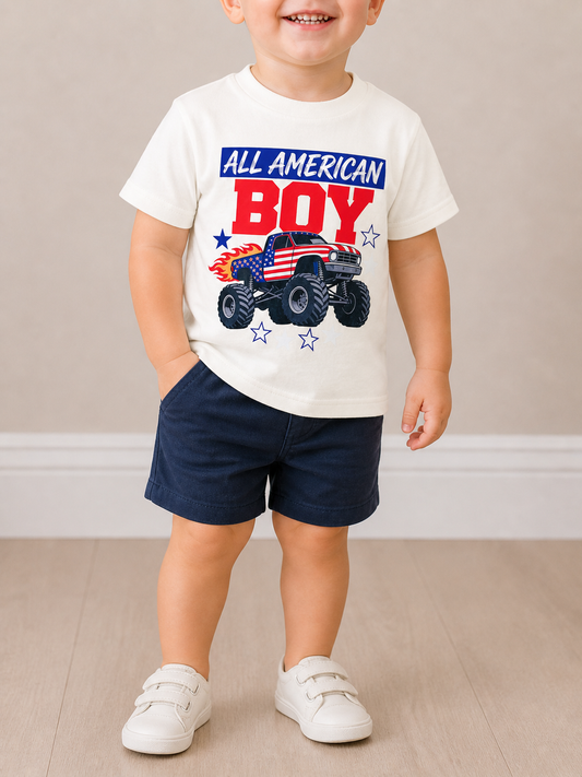 American Boy Tee (BEIGE) - PACK (1/2T, 2/3T, 3/4T, 4/5T, 5/6T)