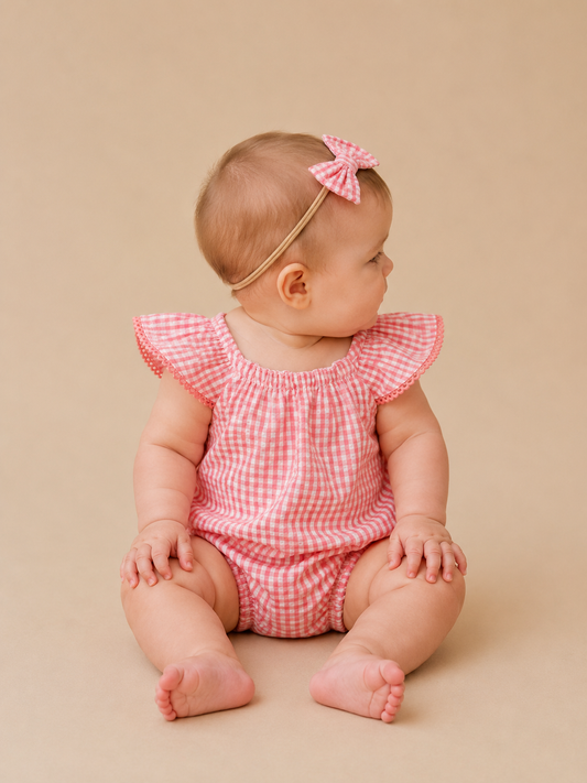 Pink Gingham Summer Romper - PACK (0/3M, 3/6M, 6/12M, 12/18M)