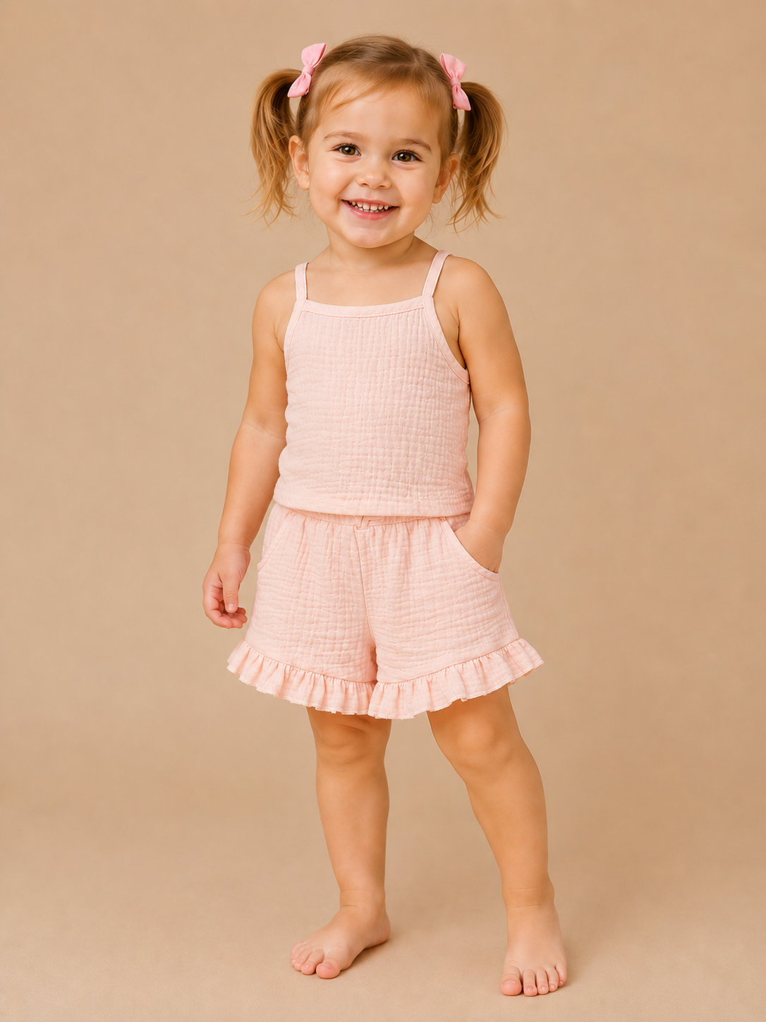 Peach Linen Two-Piece Set - PACK (12/18M, 18/24M, 2/3T, 3/4T)