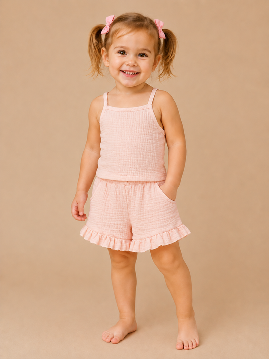 Peach Linen Two-Piece Set - PACK (12/18M, 18/24M, 2/3T, 3/4T)