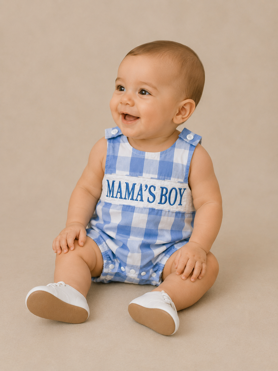 Mama's Boy Gingham Romper - PACK (0/3M, 3/6M, 6/12M, 12/18M)