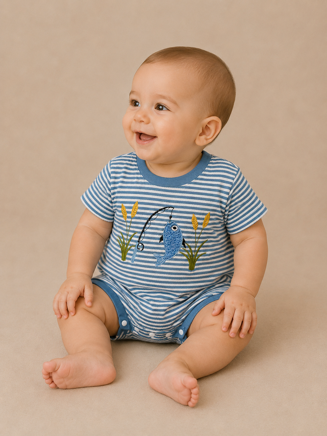 Fish Hook Stripe Bubble - PACK (0/3M, 3/6M, 6/12M, 12/18M)