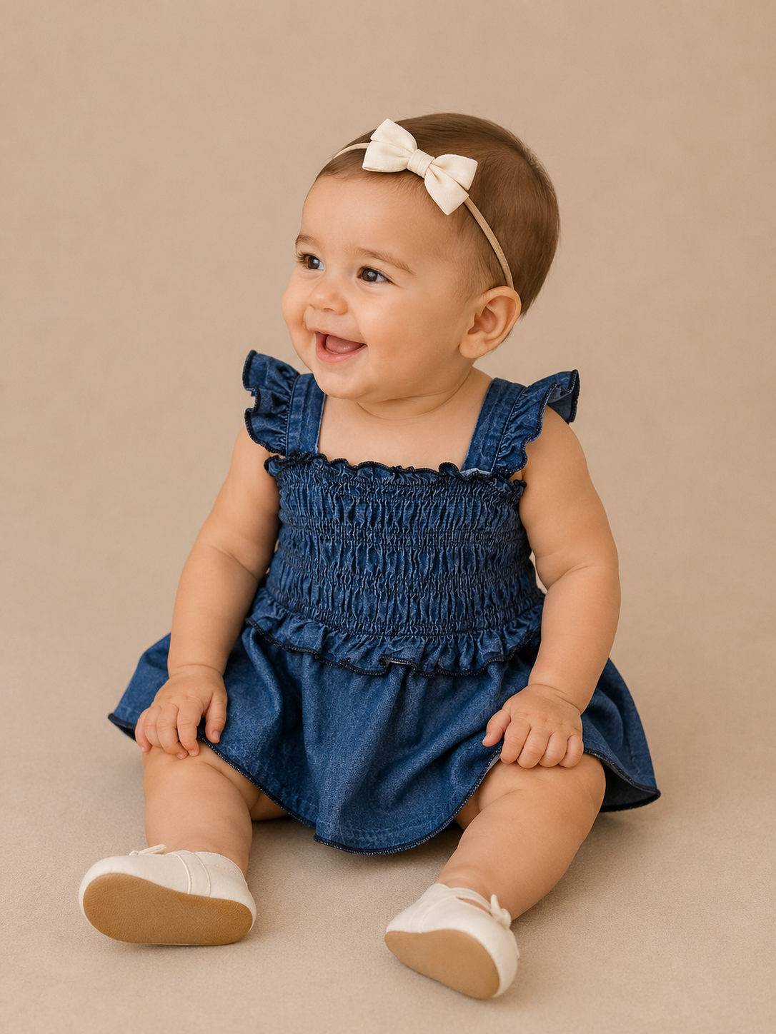Denim Ruffle Romper - PACK (0/3M, 3/6M, 6/12M, 12/18M)