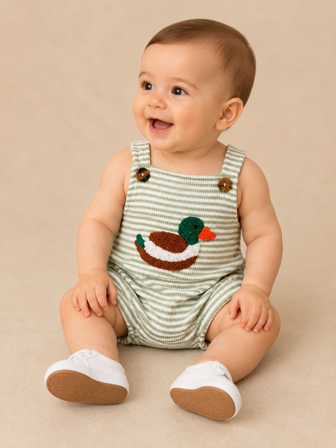 Duck Stripe Overalls Romper - PACK (0/3M, 3/6M, 6/12M, 12/18M)