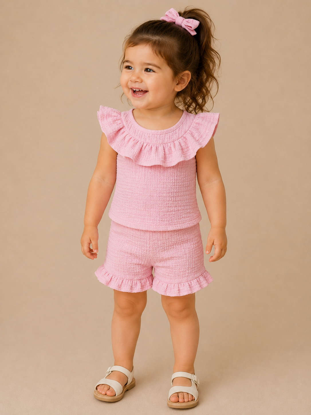 Pink Solid Ruffle Set - PACK (6/12M, 12/18M, 18/24M, 2/3T)