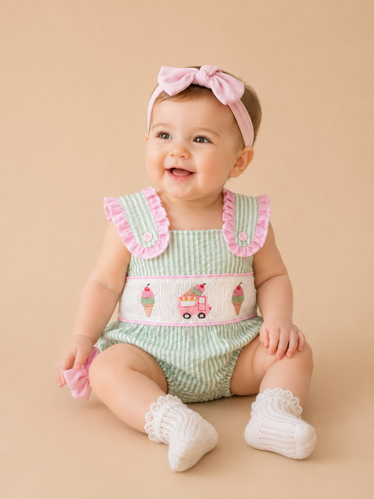 Ice Cream Smocked Romper - PACK (0/3M, 3/6M, 6/12M, 12/18M)