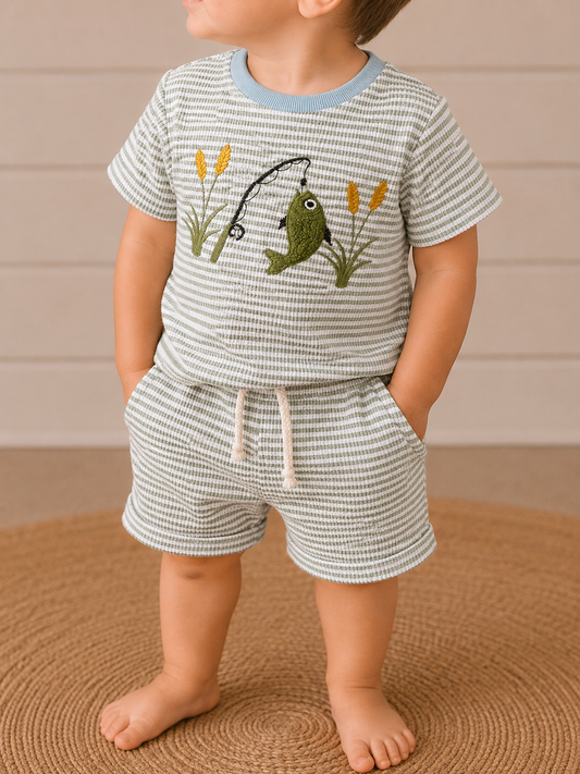 Stripe Fish Boys Set - PACK (6/12M, 12/18M, 18/24M, 2/3T)