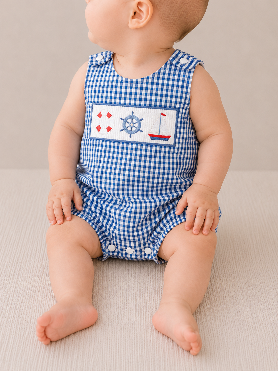 Gingham Seaside Romper - PACK (0/3M, 3/6M, 6/12M, 12/18M)