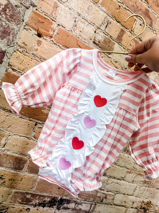 Stripe Heart Bubble (PACK) 0/3M, 3/6M, 6/12M, 12/18M