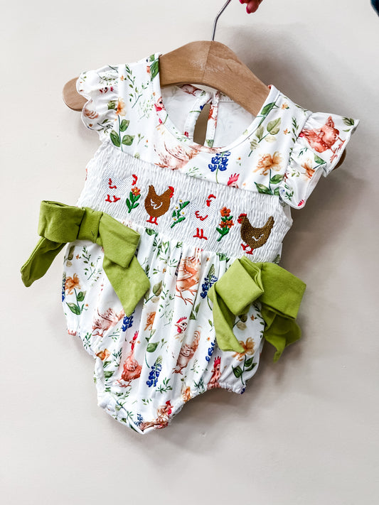 Chicken Coop Green Romper - PACK (0/3M, 3/6M, 6/12M, 12/18M)