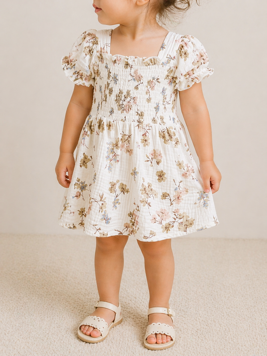 Ivory Scrunch Dress - PACK (12/18M, 18/24M, 2/3T, 3/4T, 4/5T)