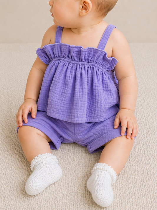 Purple Linen Set - PACK (6/12M, 12/18M, 18/24M, 2/3T)