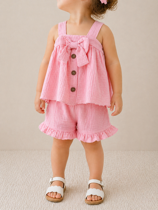 Pink Linen Set - PACK (12/18M, 18/24M, 2/3T, 3/4T)
