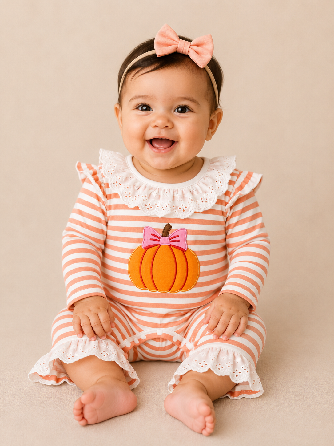 Stripe Pumpkin Jumpsuit - PACK (0/3M, 3/6M, 6/12M, 12/18M)
