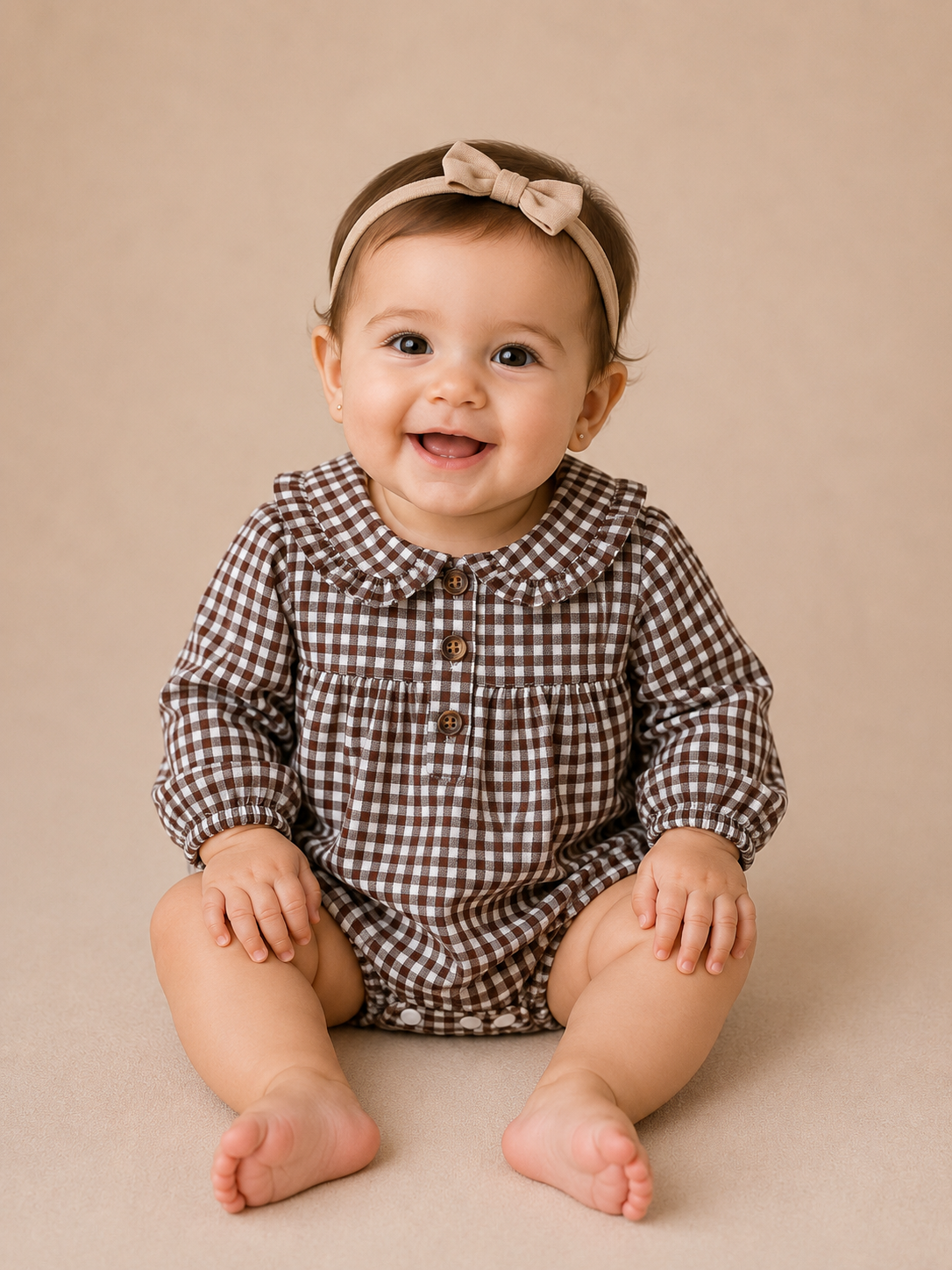 Chocolate Gingham Romper - PACK (0/3M, 3/6M, 6/12M, 12/18M)