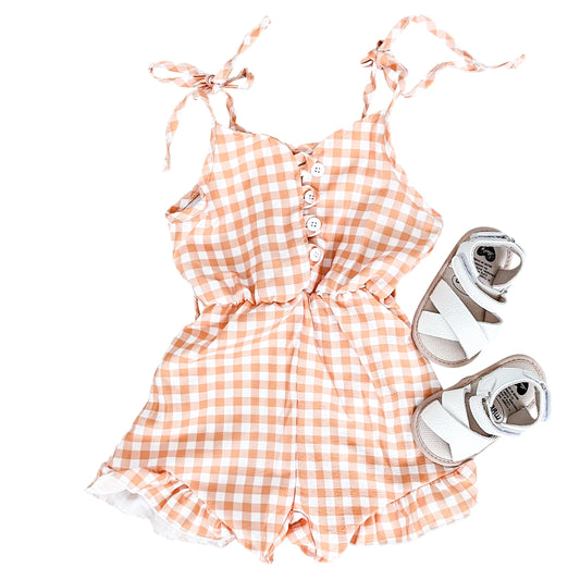 Orange Gingham Summer Rompers - PACK (12/18M, 18/24M, 2/3T, 3/4T, 4/5T)