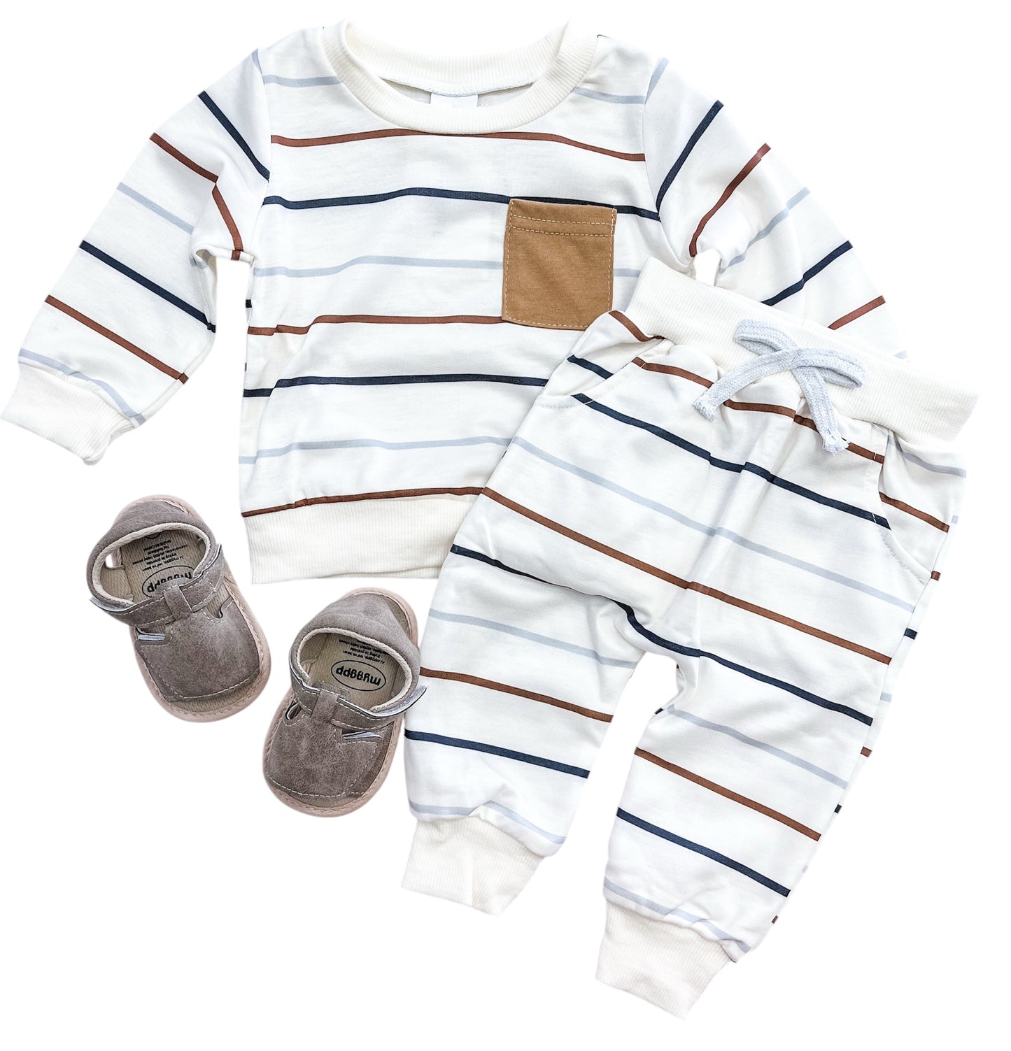 Stripe Neutral Joggers Set - PACK (0/6M, 6/12M, 12/18M, 18/24M, 2/3T)