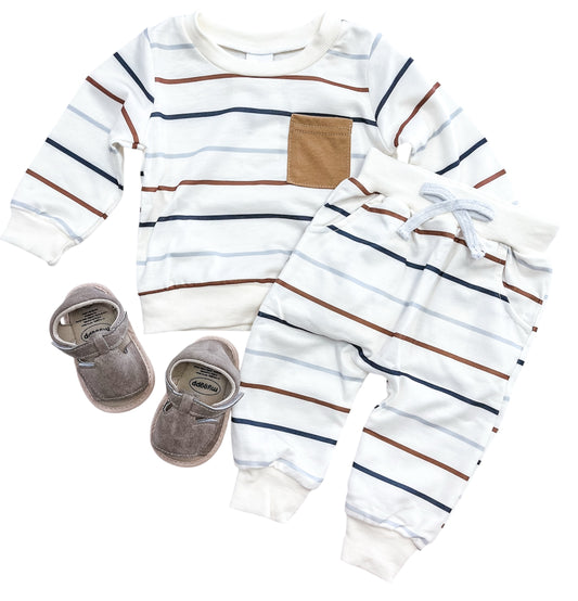 Stripe Neutral Joggers Set - PACK (0/6M, 6/12M, 12/18M, 18/24M, 2/3T)