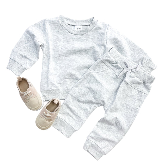 Heather Gray Solid Joggers Set - PACK (0/6M, 6/12M, 12/18M, 18/24M, 2/3T)