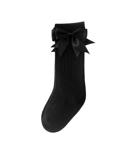 Ribbed Bow High Socks